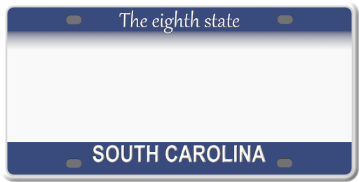 South Carolina License Plate
